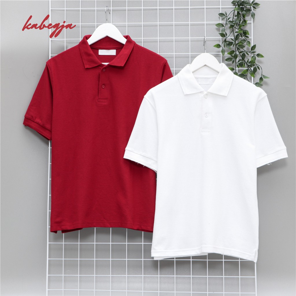 Kaos Polo / Kaos Kerah Premium Putih & Merah