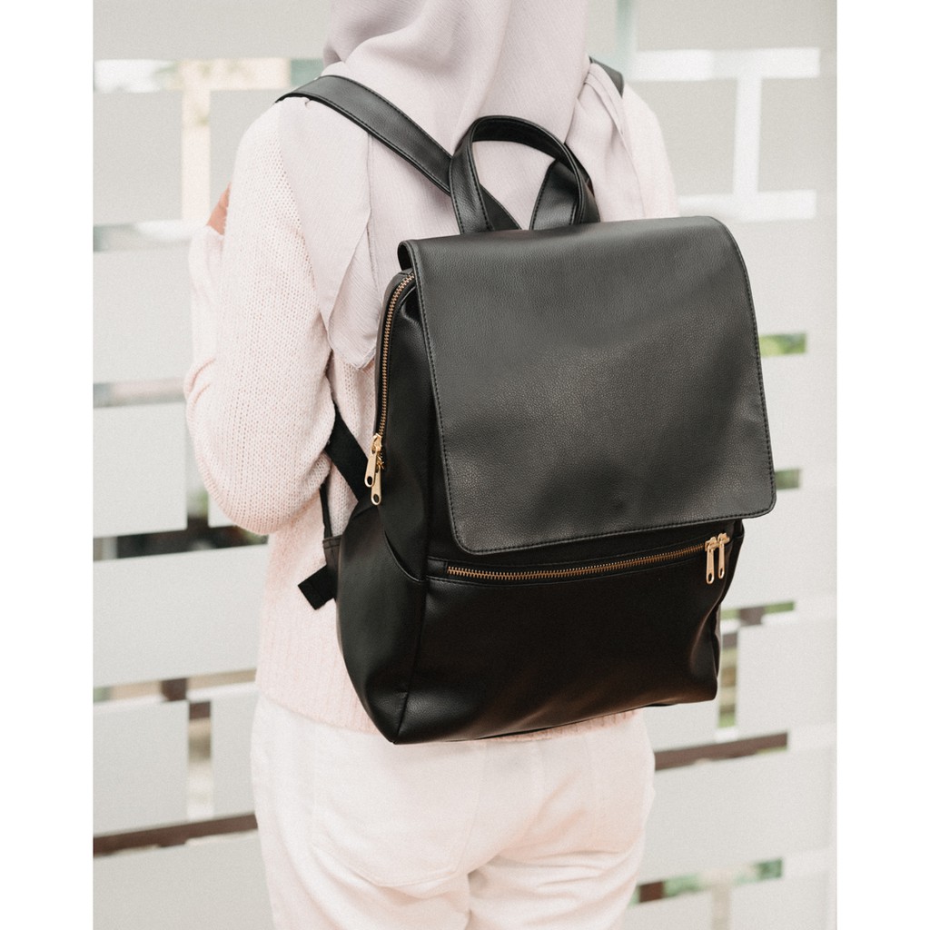 TAS RANSEL LAPTOP KULIT HITAM NORTH HEEJOU