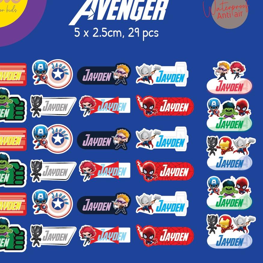 

Ayo Beli Sticker Label Nama Anak Waterproof AVENGER$