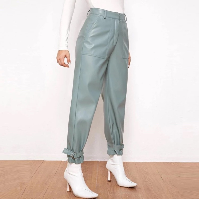 celana kulit wanita / Pants leather standar buckle kyle