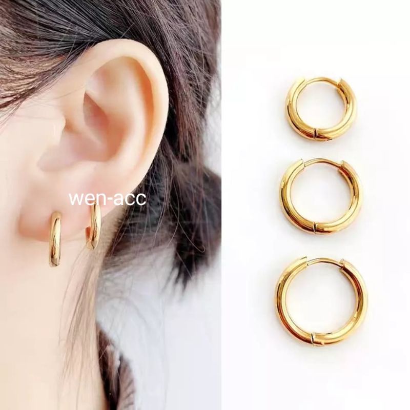 Anting Bulat Harga Per Pcs Bahan Titanium Anting Pria dan Wanita