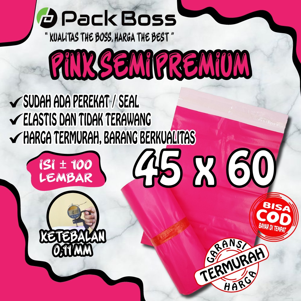 

45x60 PINK SEMI PREMIUM POLYMAILER PACKAGING ONLINE ADA PEREKAT