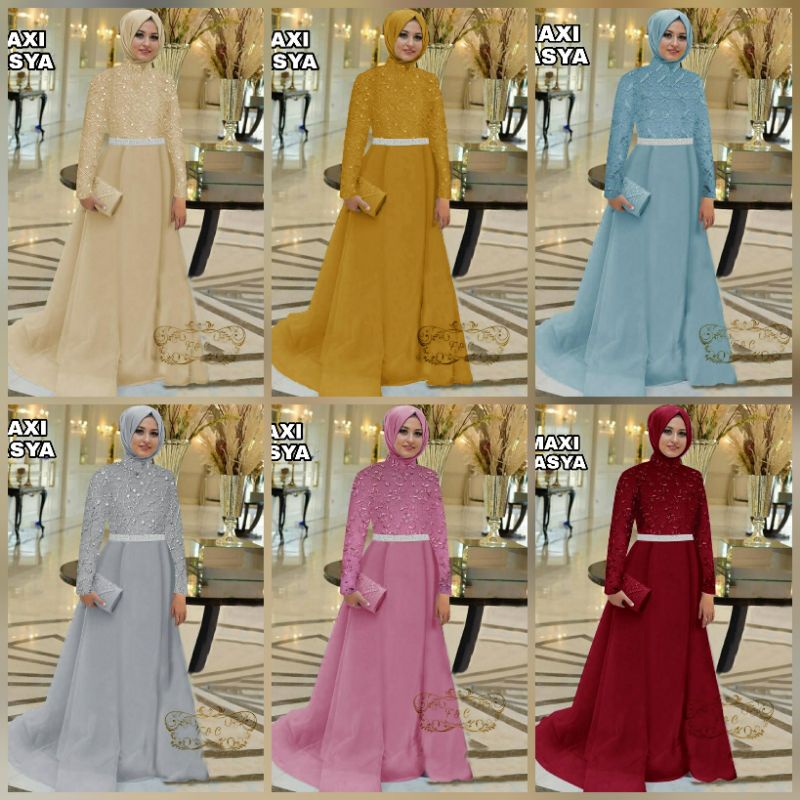 MAXY TASYA MOM FASHION PAKAIAN MUSLIM WANITA DRESS GAMIS MAXI BAHAN TILE FEHM