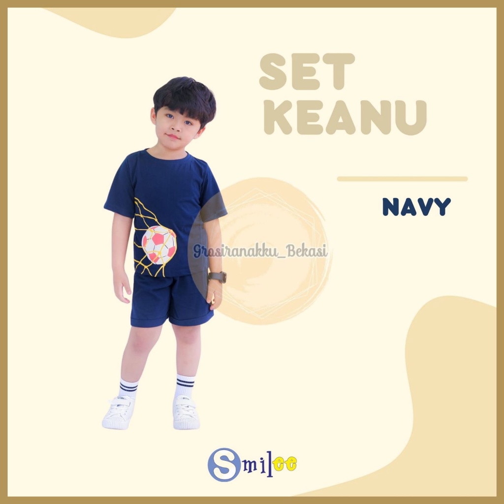 Setelan Anak Bola Keanu Smilee Warna Navy Size 1-5 Tahun