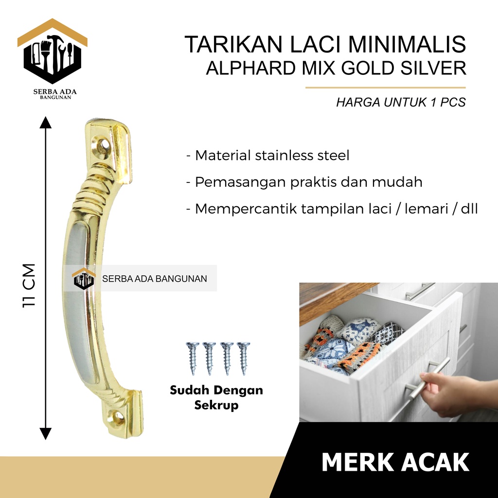 Handle Tarikan Laci Pegangan Lemari / Gagang Tarikan Knob Knop Laci Ukuran Panjang 12cm