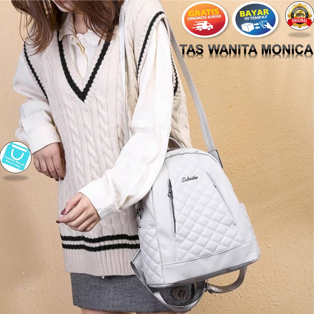 TAS WANITA MONICA - Tas Ransel dan Selempang 2in1 - Bisa Ransel &amp; Selempang