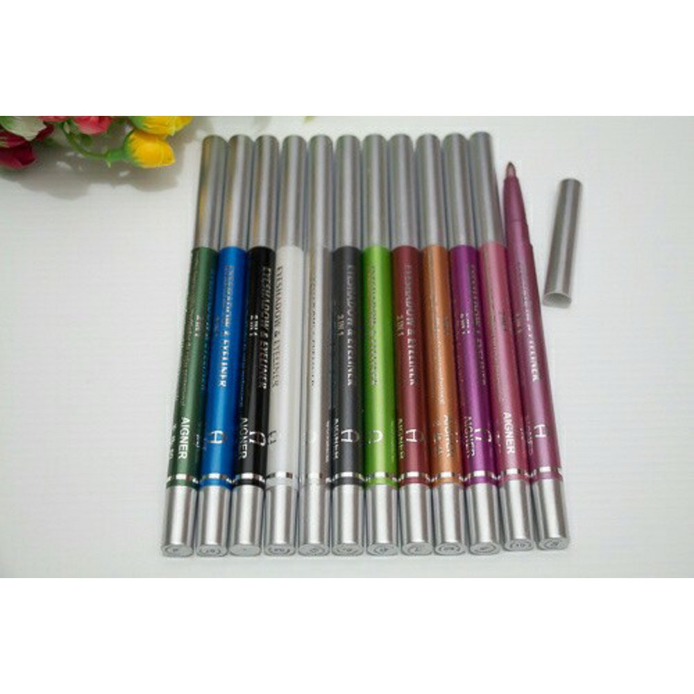 [12 pcs] Lusinan AIGNER Pensil Alis Eyeshadow Warna Warni -  Eigner EYELINER / EYEBROW PENCIL