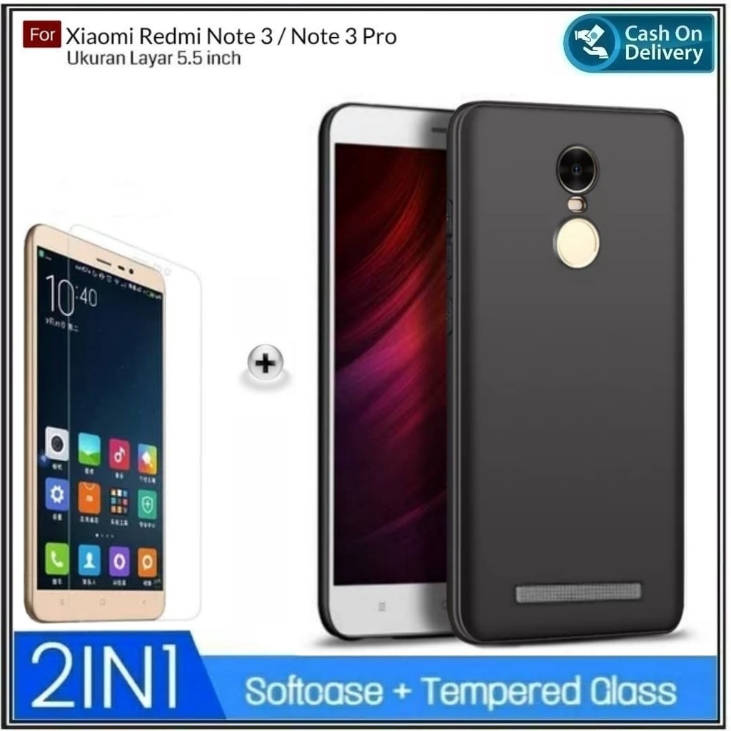 PAKET 2IN1 Case Xiaomi Redmi Note 3 Note 3 Pro SoftCase Premium Dove Matte Protection Back Kamera Casing Slim HP Cover + Tempered Glass Clear