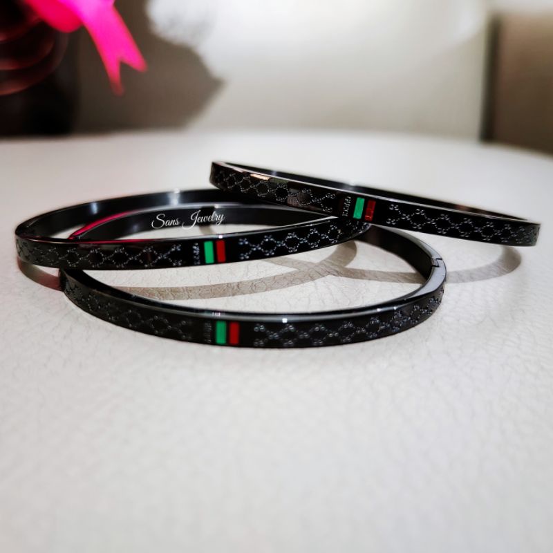 Promo Gelang Gucci Hitam Gelang Branded Gelang Titanium Gelang Stainless Gelang Cewek Gelang Wanita 