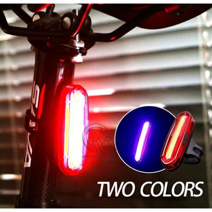 Cheaper-Lampu Sepeda Belakang 2 Warna Bike Light Super Terang USB Rechargealbe Head Light