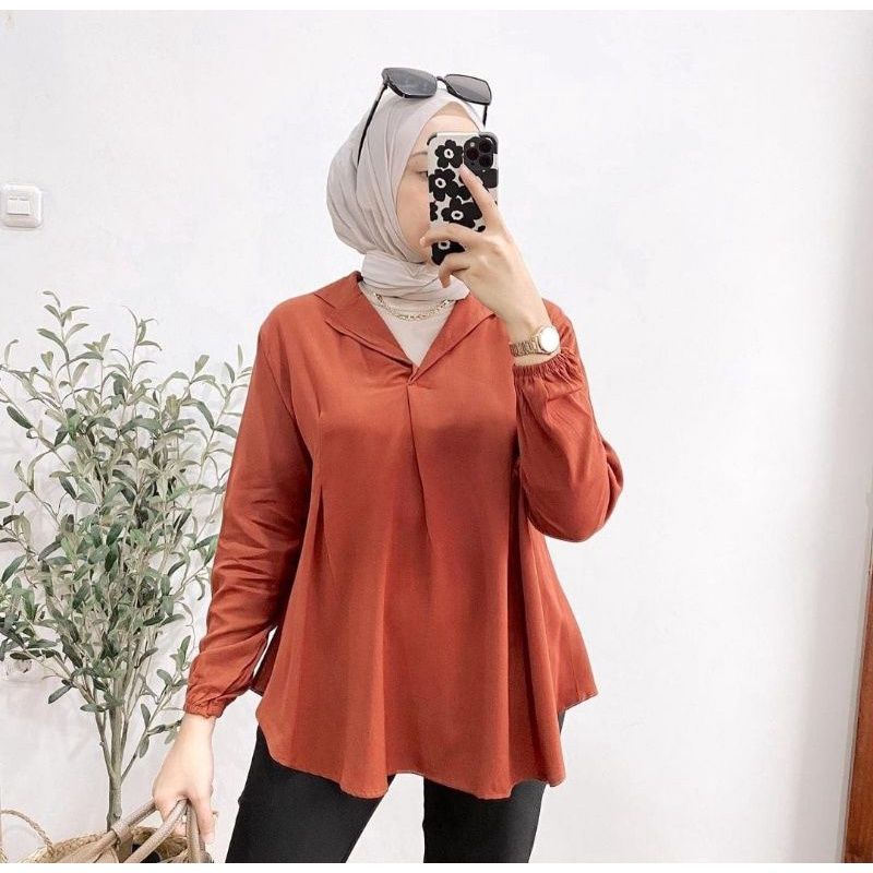 Talia Blouse Wanita Jumbo Crincle Airflow Oversize