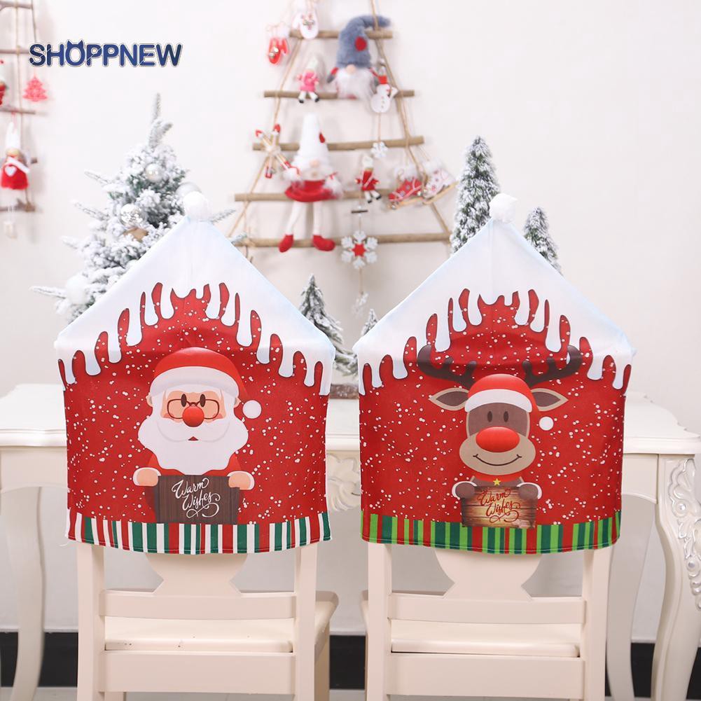 Christmas Chair Cover Dining Table Santa Claus Snowman Chairs Back Covers Shopee Indonesia