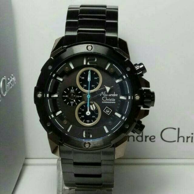Jam tangan alexandre christie original ac 6410 full black