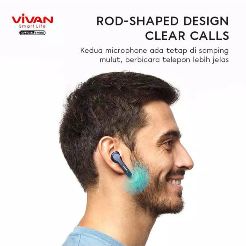 VIVAN Wireless Bluetooth Headset Earphone TWS Liberty T200 Waterproof IPX4 Support iPhone 12