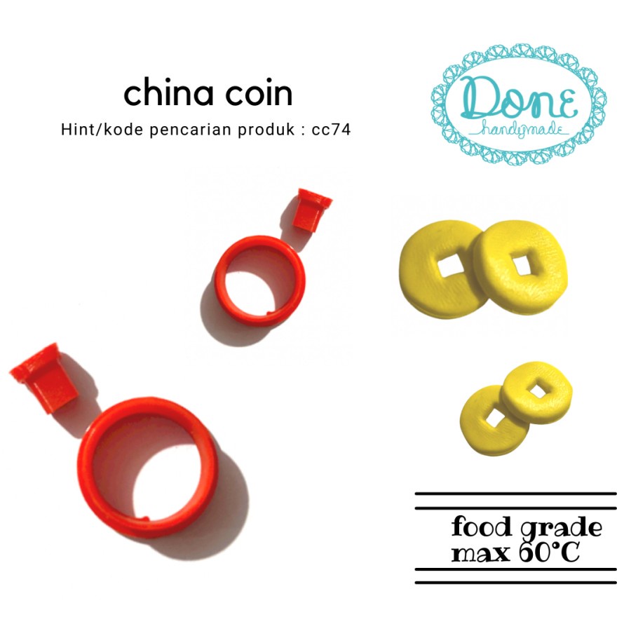 Cookie cutter cetakan fondant Chinese coin koin cina kuno cc74