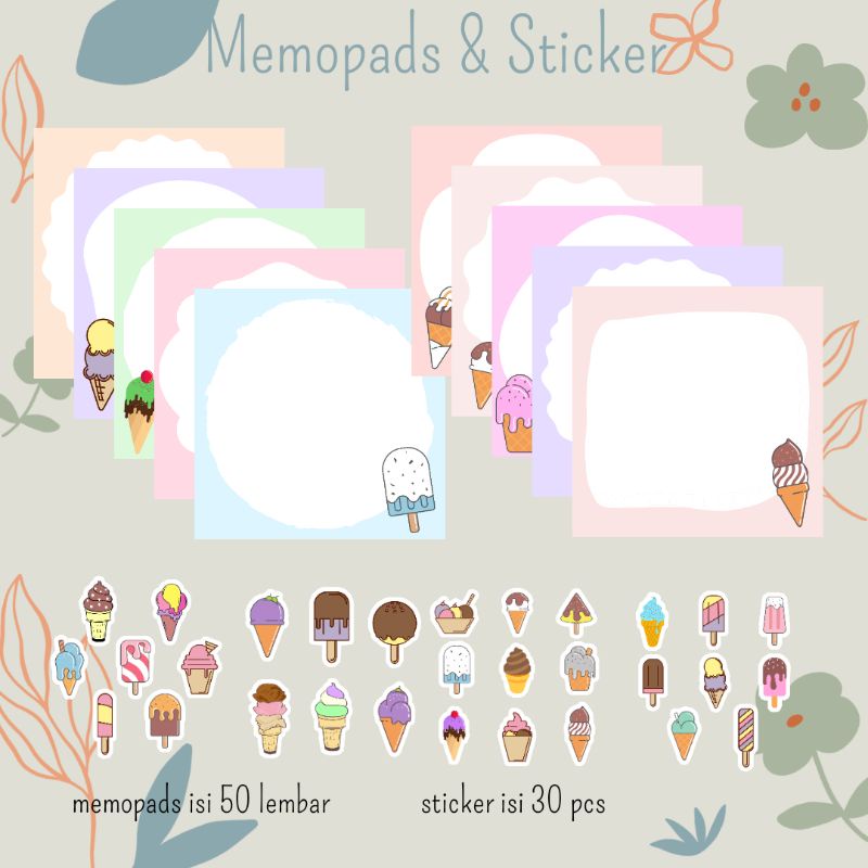 Memopads &amp; Sticker Ice Cream | Cetak sticker dan memopads murah