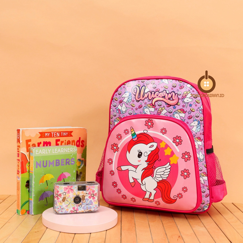 TOKOGROSIRAN.ID - TAS RANSEL ANAK PAUD KANTONG BOTOL MINUM TAS RANSEL ANAK SEKOLAH KARAKTER HELLO KITTY LOL BTS UNICORN