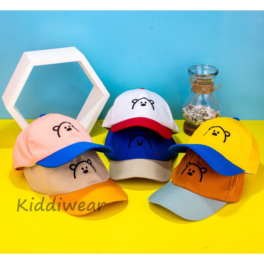 kiddiwear TOPI FASHION ANAK FASHION HAT TOPI BASEBALL KOMBINASI BEAR