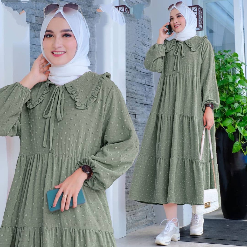 Midi Dress Crinkle Uragari LD 110 PJ 120 Kekinian Best Saller