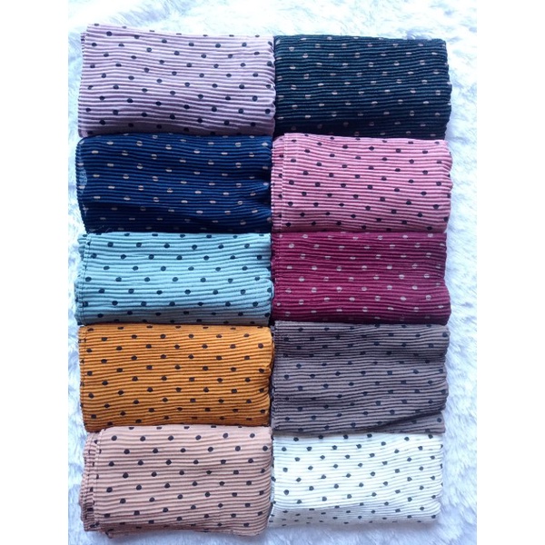 Pashmina Plisket Motif Polkadot // Ceruty Babydoll 180x75//pasmina plisket motif