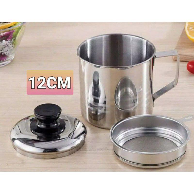 Saringan Minyak  , Oil Pot  ,  Oilpot Stainless Steel  , 12CM ,  liter saringan minyak