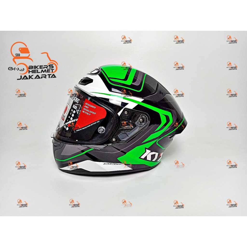 KYT HELM TT COURSE OVERTECH BLACK GREEN FULL FACE