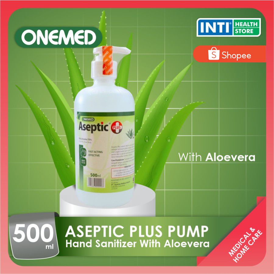 Onemed | Aseptic Plus Pump With Aloevera | Hand Sanitizer 500 ml