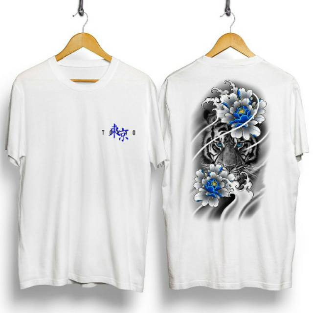 Fourfashion Kaos Pria Kaos Distro TIGER TOKYO FLOWER White CN714