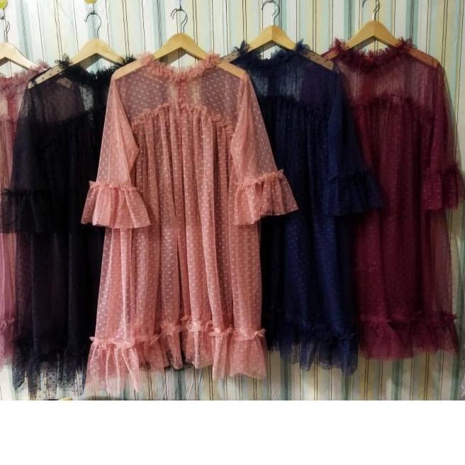 NEW PRODUCT  11.11 ELMIRA - Outer Tile Tunik Brukat Polkadot//tile import [KODE 455]