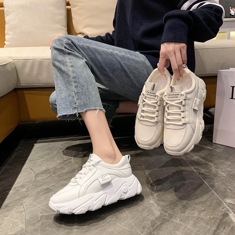 Kano  Dulcea Sepatu Sneakers Olahraga Putih Krem Polos Sport Wanita Import