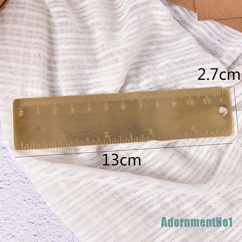 [AdornmentNo1]Pocket Mini Vintage Brass Ruler 4&quot; key ring attachment bookmark Ruler Dual Scales