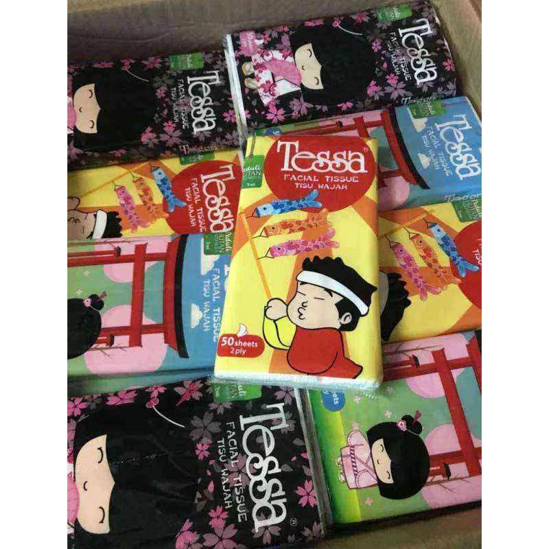 Tissue Tessa Travel Pack Size 50 Sheet 2 Ply Facial Wajah Lembut Tebal Murah Grosir/Tissu Tisue Tesa