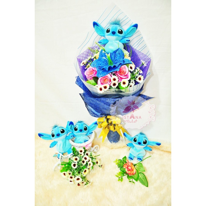 Buket Boneka stitch Hand bouquet hadiah wisuda bunga