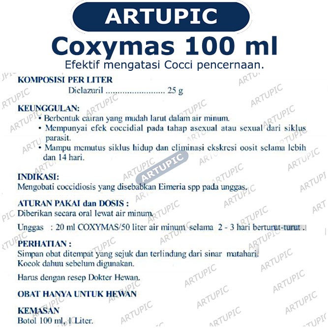 Coxymas 100 ml Mengatasi Berak Darah Cocci Pencernaan Hewan Unggas Ayam Coccidiosis Diclazuril