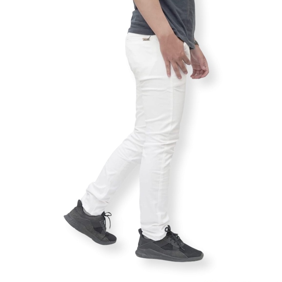 Celana Chino Panjang Putih dan Gold Celana Chinos Katun Twill Premium Melar/Ngaret