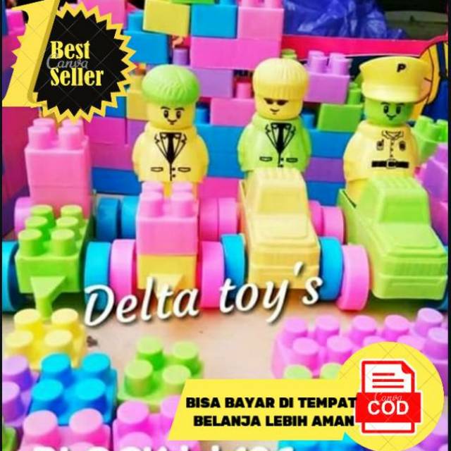 Lego / APE ,LEGO BLOCK BRICK ISI 100 SAN - MAINAN PAUD / MAINAN ANAK TK , ALAT PERAGA / LEGO JUMBO