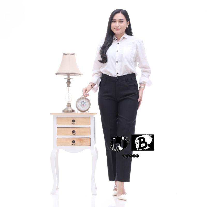 CELANA KANTOR FORMAL KERJA WANITA SLIMFIT BAHAN DASAR KAIN / Celana Bahan Kain Hitam