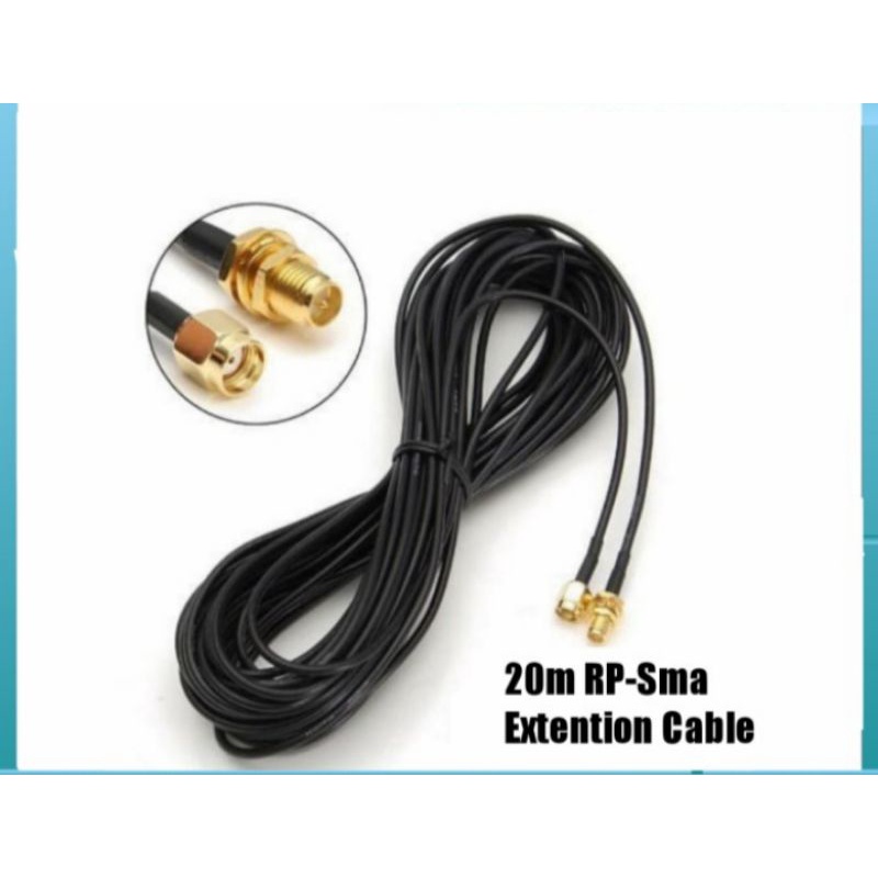 KABEL PERPANJANGAN ANTENA ROUTER RP-SMA MALE TO RP-SMA FEMALE 20 METER RG 174
