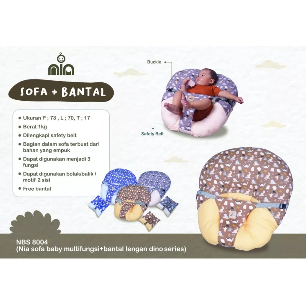 Sofa Bayi Multifungsi + Bantal Lengan Dino Series Sofa Nia NBS 8004