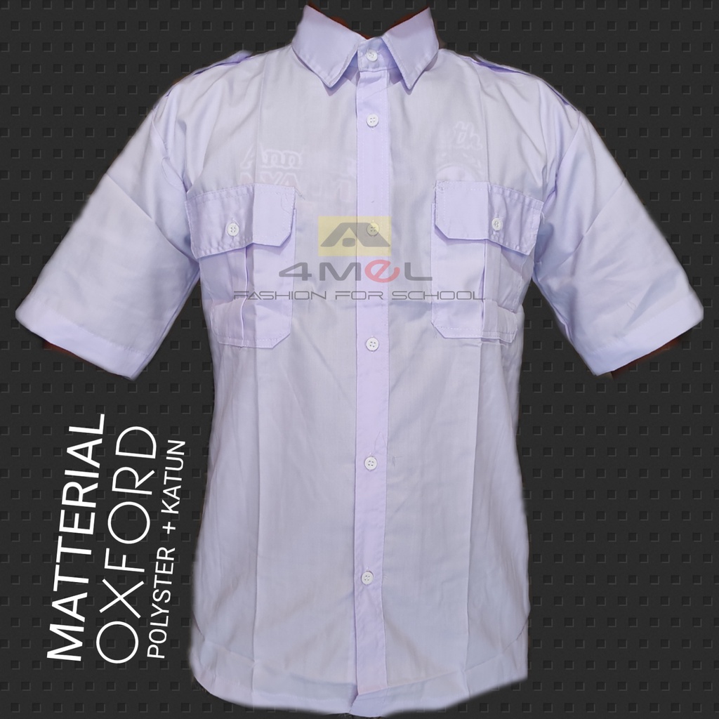 Baju PDH putih lengan pendek bahan kain oxford
