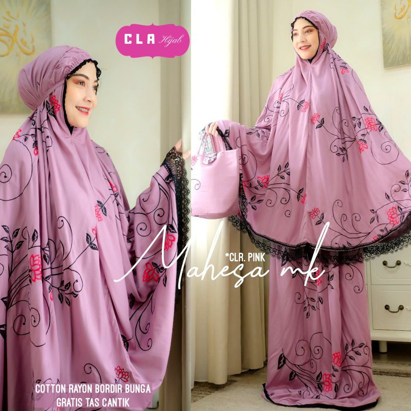 Mukena dewasa motif mahesa cotton rayon bordir bunga GRATIS TAS CANTIK