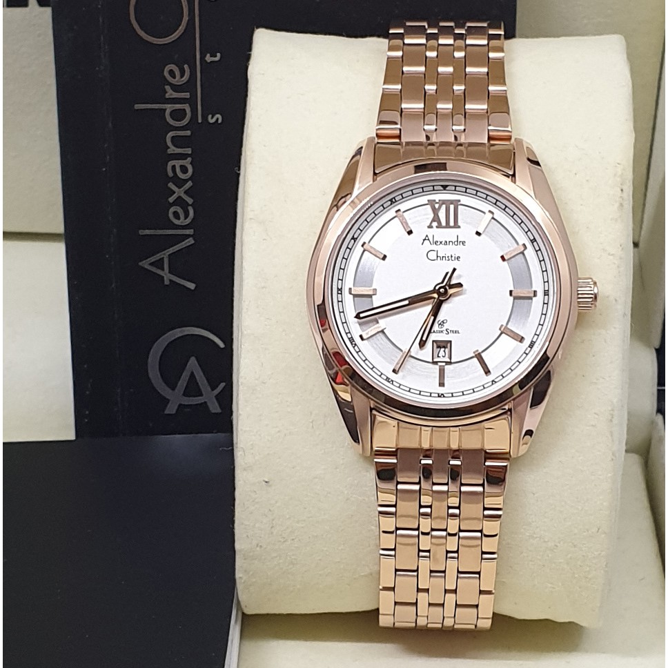 Alexandre Christie Ac 8501 / AC8501 Silver White Jam Tangan Couple (Bisa Beli Satuan)  Original