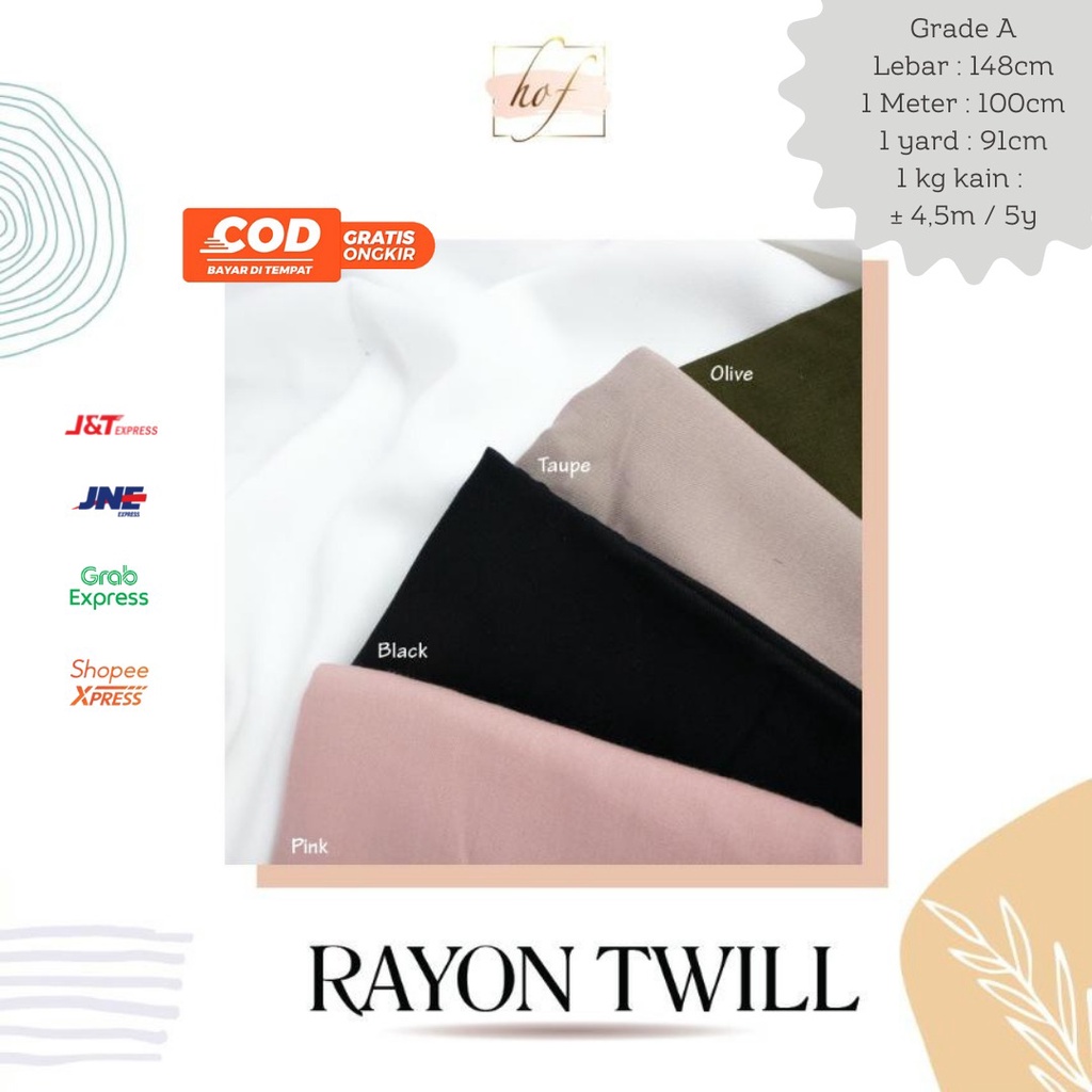 Kain Rayon Twill per METER / kain katun rayon / rayon premium