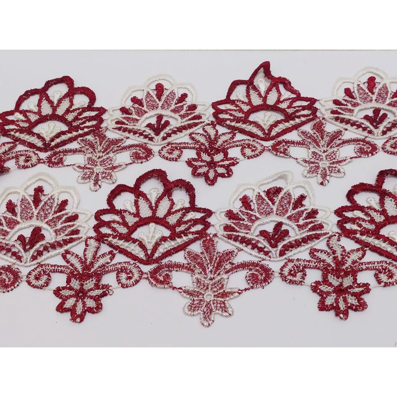 Renda Bordir Meteran, merah putih