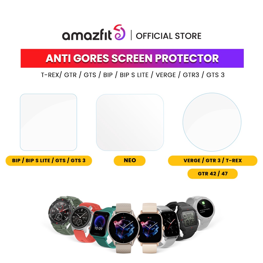 Screen Protector for AMAZFIT Watch GT3/GT2/Neo/T Rex/GTR/GTS/BIP S/BIP Lite/Verge | Anti Gores