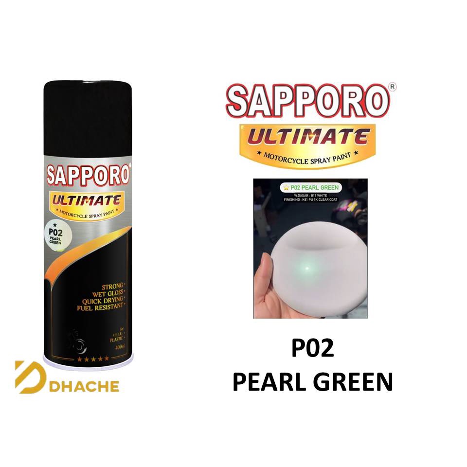 Sapporo Ultimate P02 Pearl Green Pearl Series / Cat Spray Semprot Aerosol Terbaik