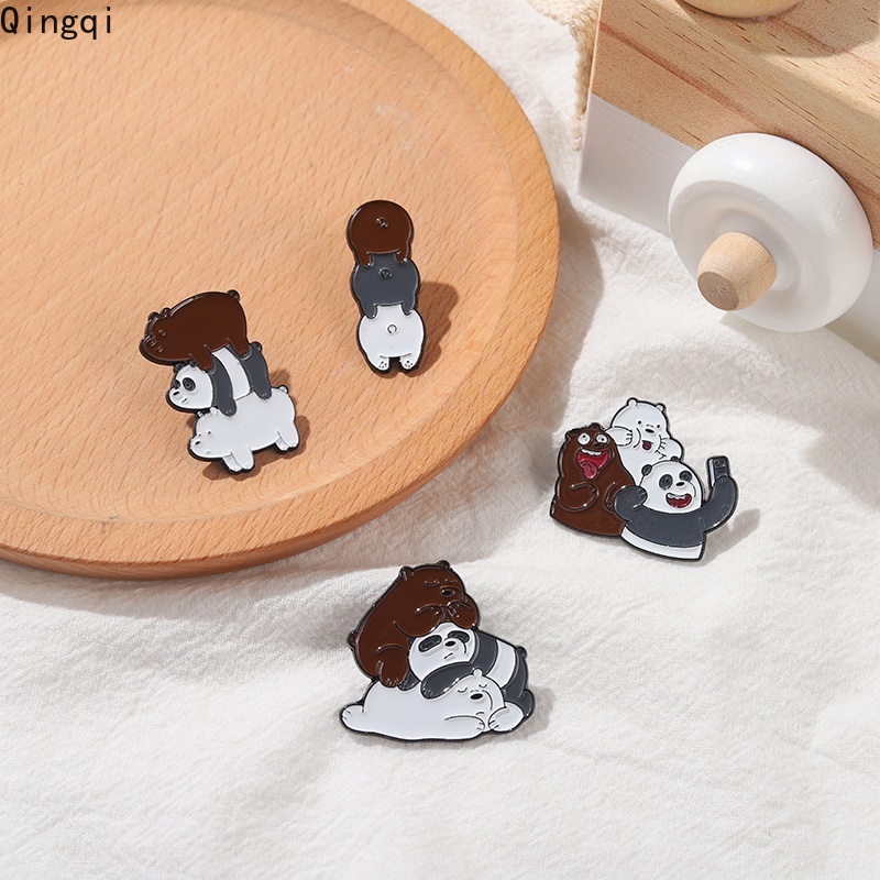 Bros Pin Enamel Desain Kartun Beruang Kutub Panda Untuk Pakaian Wanita