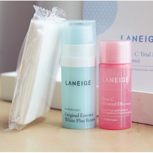 [Laneige] Clear C Trial Kit 3 items / Effector + white plus Essence + cotton