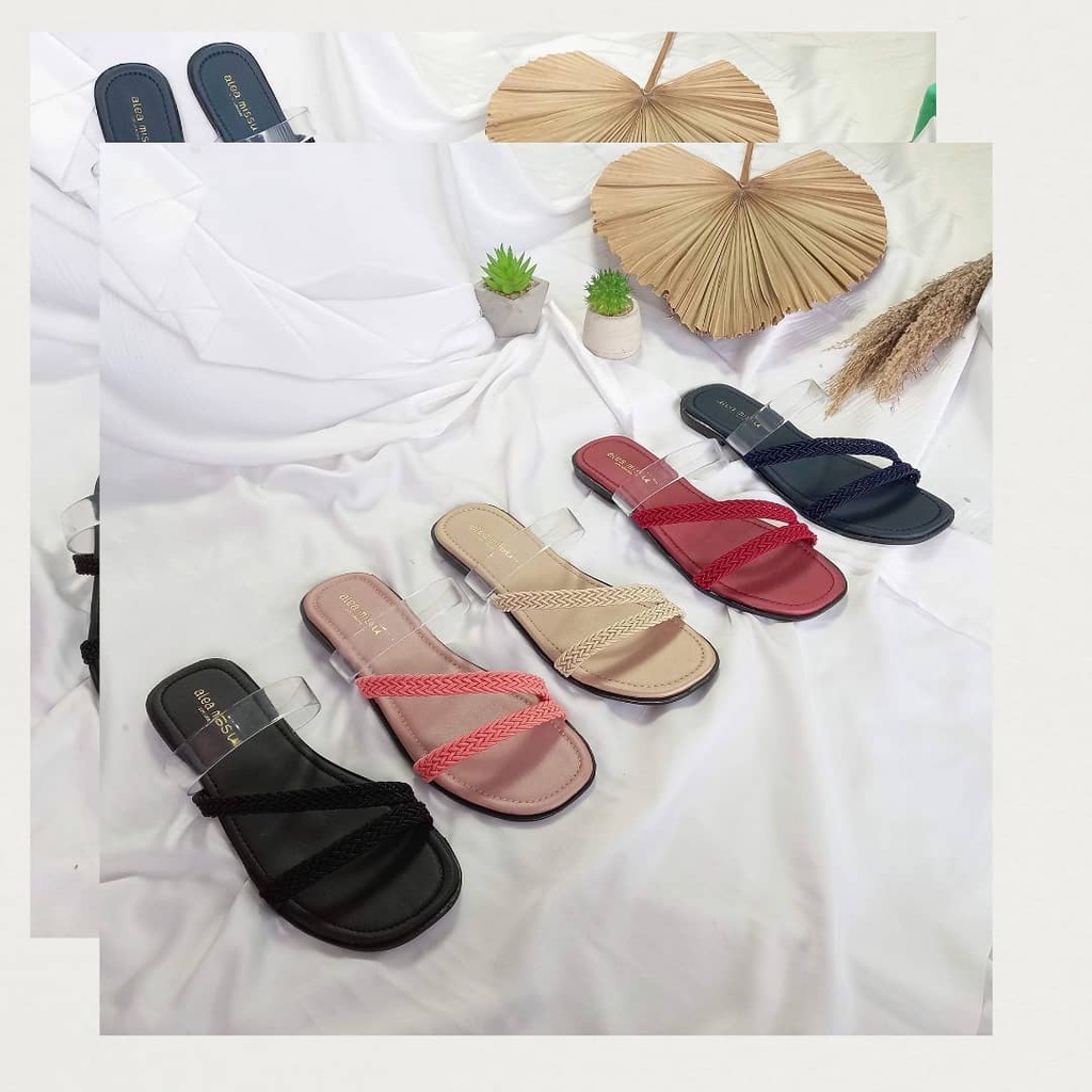 Super SALE !!! | Feliciana sandals Tali Kepang kombinasi Jelly Flat Sandal by aleamissu