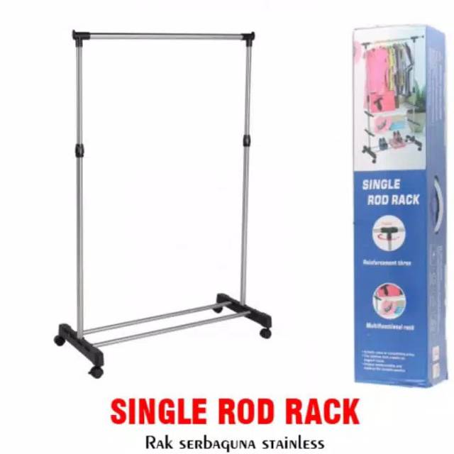 Single rod rack serbaguna gantungan baju+rak sepatu